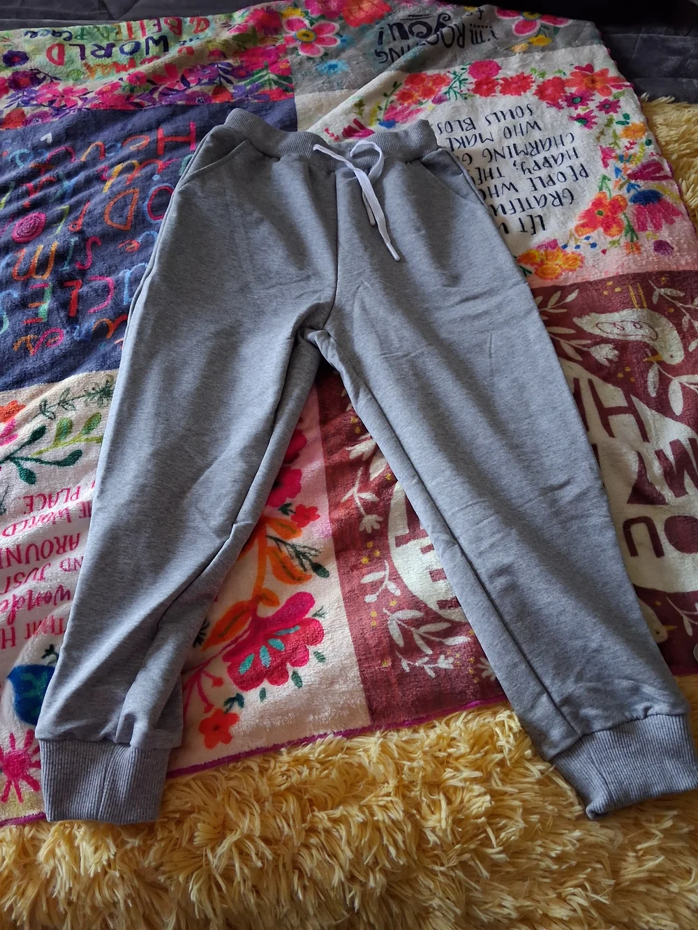 Kids 4 Cotton Blend Drawstring Joggers - Pink, Hot Pink, Gray & Black Size 5-6Y